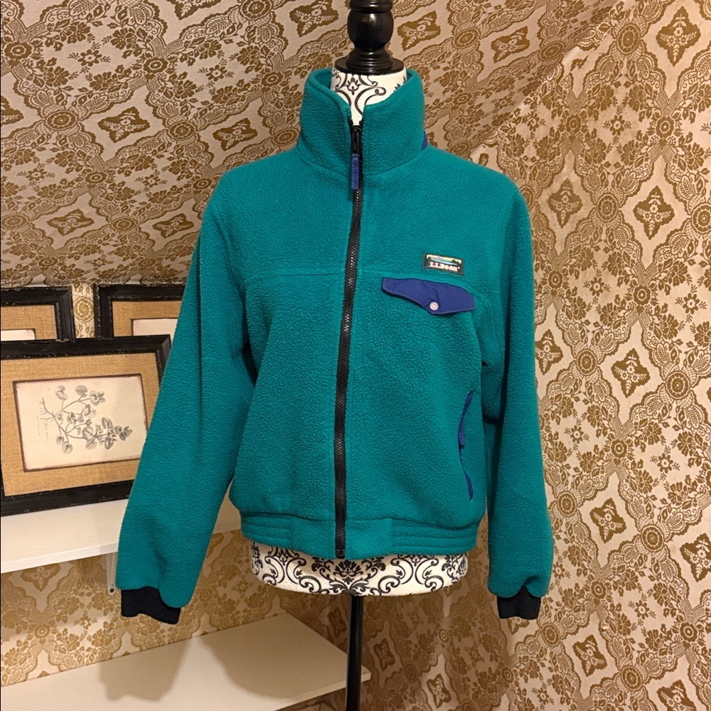 Vintage L.L. Bean Teal Fleece Zip Jacket